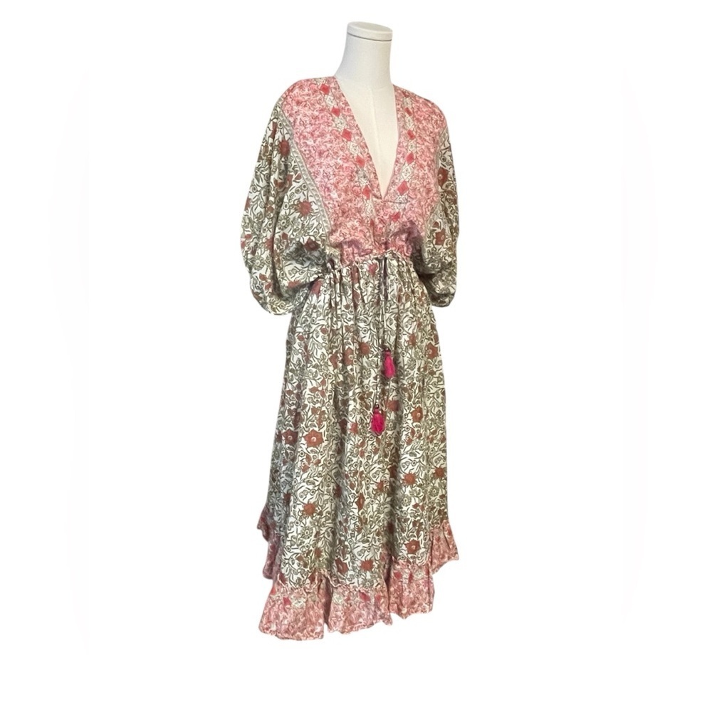 Tassel Tie Empire Floral Print Cotton Dress. 100% Cotton - Picture 6 of 8